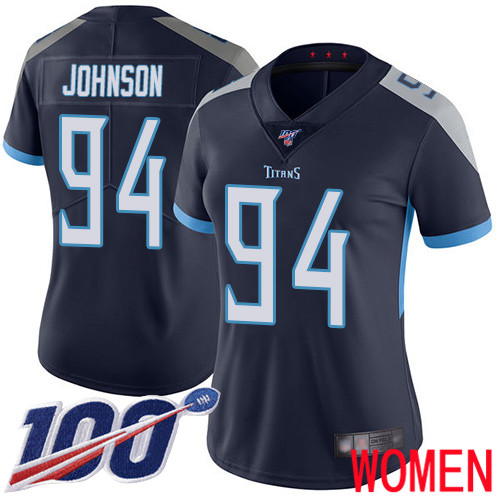 Tennessee Titans Limited Navy Blue Women Austin Johnson Home Jersey NFL Football 94 100th Season Vapor Untouchable